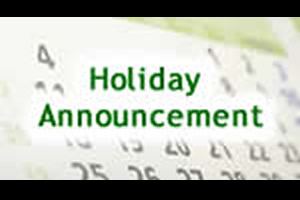 Holiday Notice - Eid Milad Un Nabi (12th Rabi-ul-Awal)