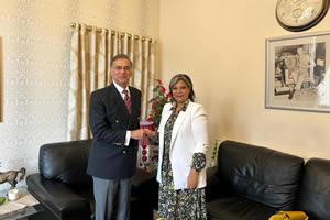 Had a productive meeting with MSP Kaukab Stewart, Convenor of Cross Party Group on Pakistan in the Scottish Parliament. Appreciate the insightful briefing on the CPG's work & valuable exchange of views on fortifying Pakistan - Scotland relations. - H